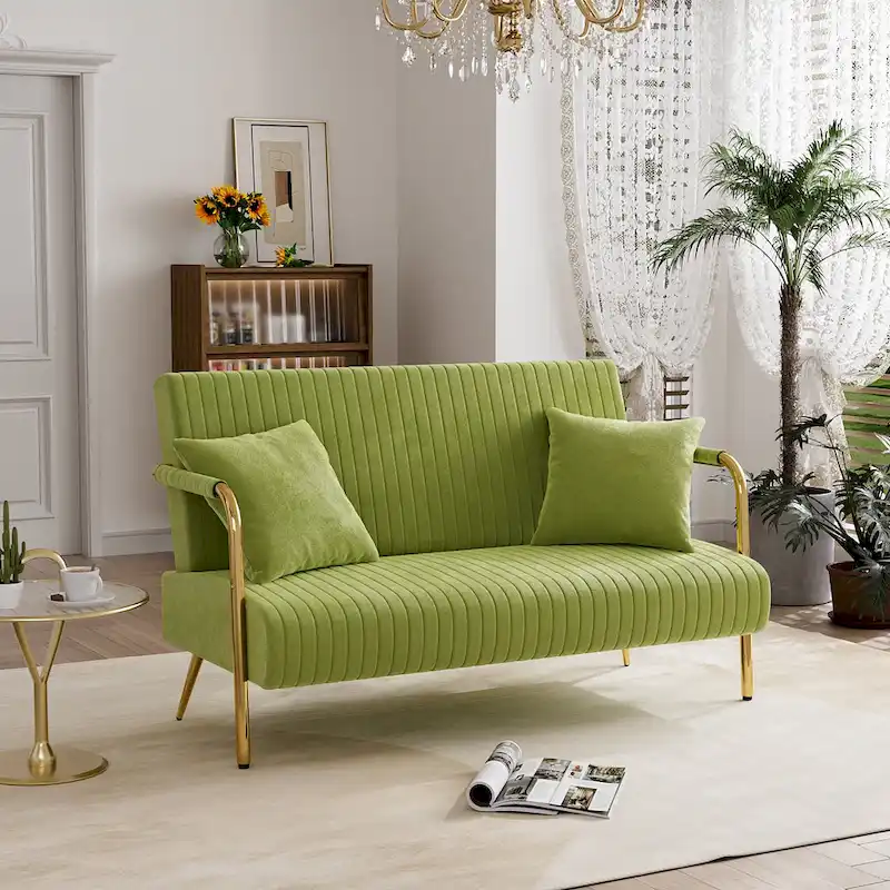 Ouyessir Upholstered Loveseat, Tufted Back Couch, Accent Armchair with 2 Pillows