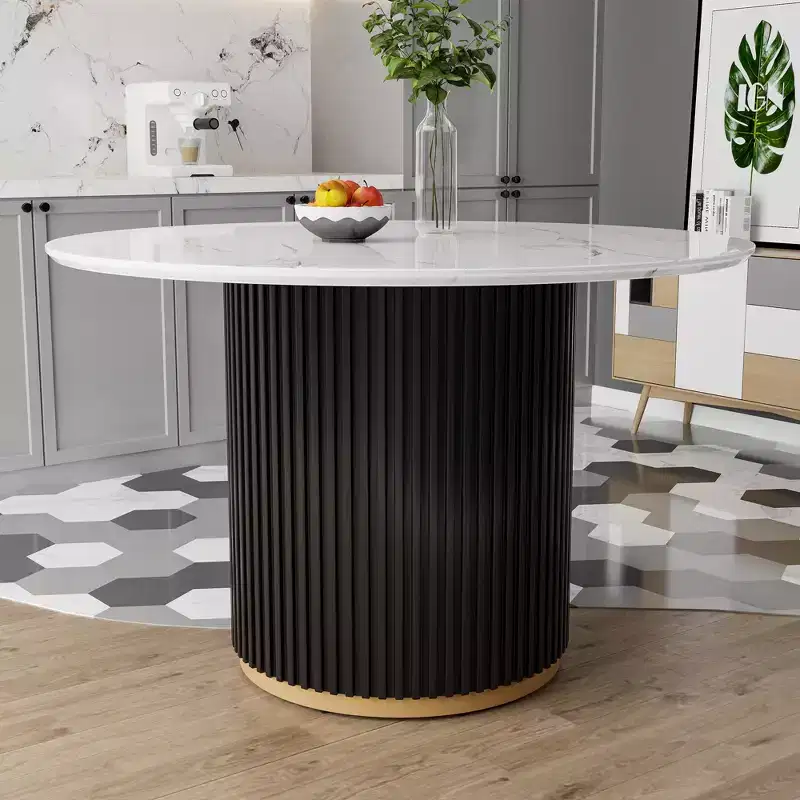Modern 46 Inch Round Faux Marble Dining Table