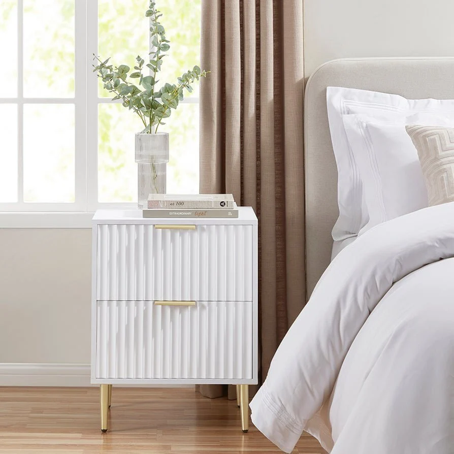 2 Drawer Bedside Table - Warm White