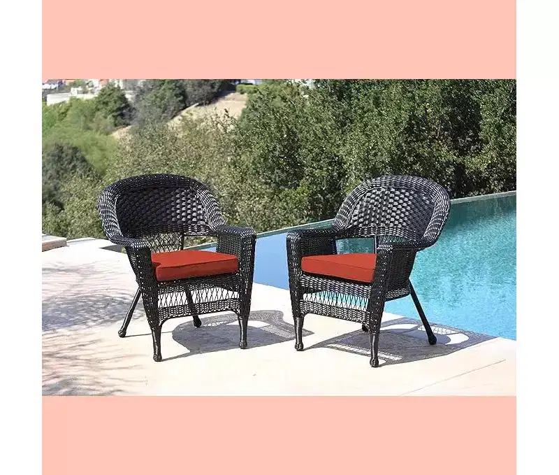 HomeStock Wicker Chair with Cushion - Set of 2