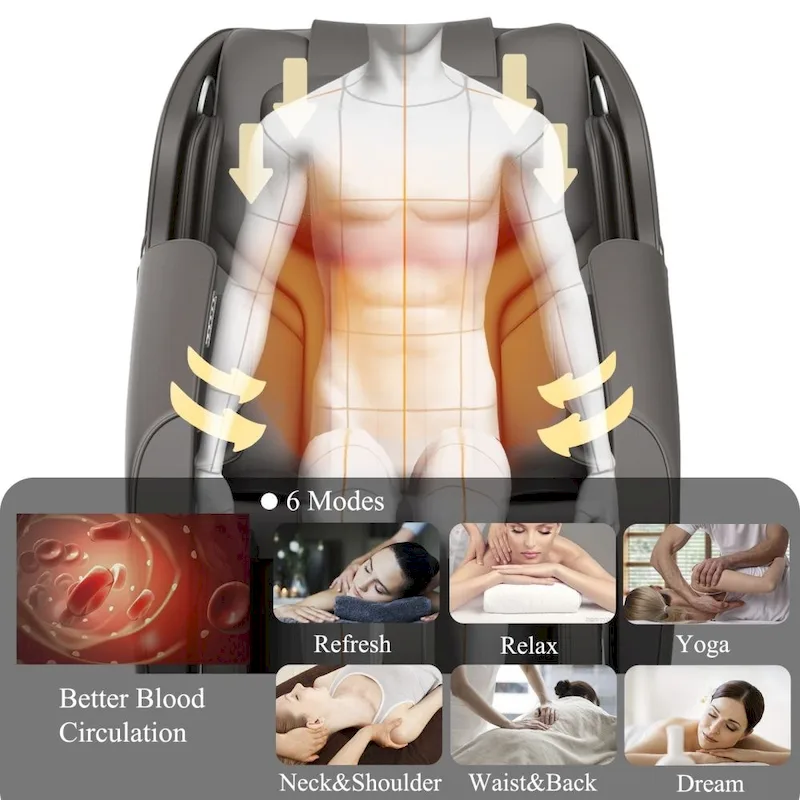 Massage Chair Recliner with Zero Gravity Airbag Massage Bluetooth Speaker Foot RollerBlack