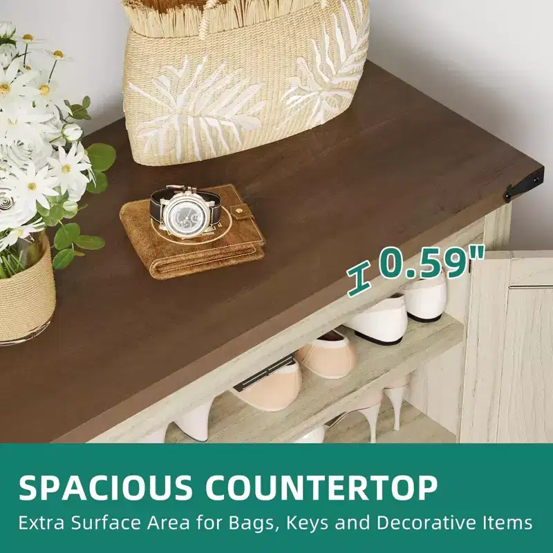 Balconera Shoe Cabinet 6-Tier Wooden Shoe Rack Storage with Adjustable Shelves for Hallway