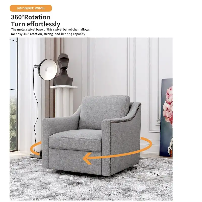 Swivel Linen Blend Modern Soft Velvet Material Ergonomics Accent Chair