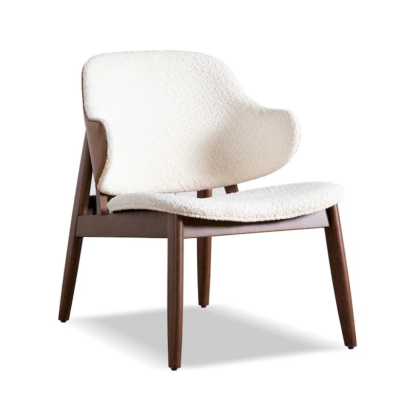Furniture of America Beck Mid-century 2-Piece Walnut Boucle Wingback Accent Chair and Table Set