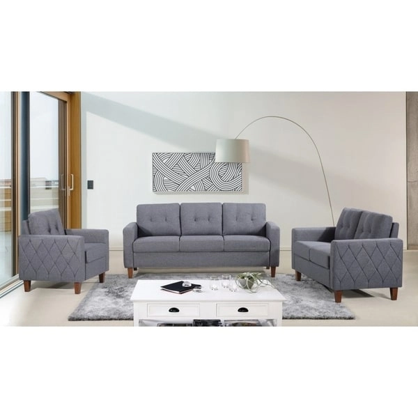 Harrad Tufted Mid-Century 3 Piece Living Room Set