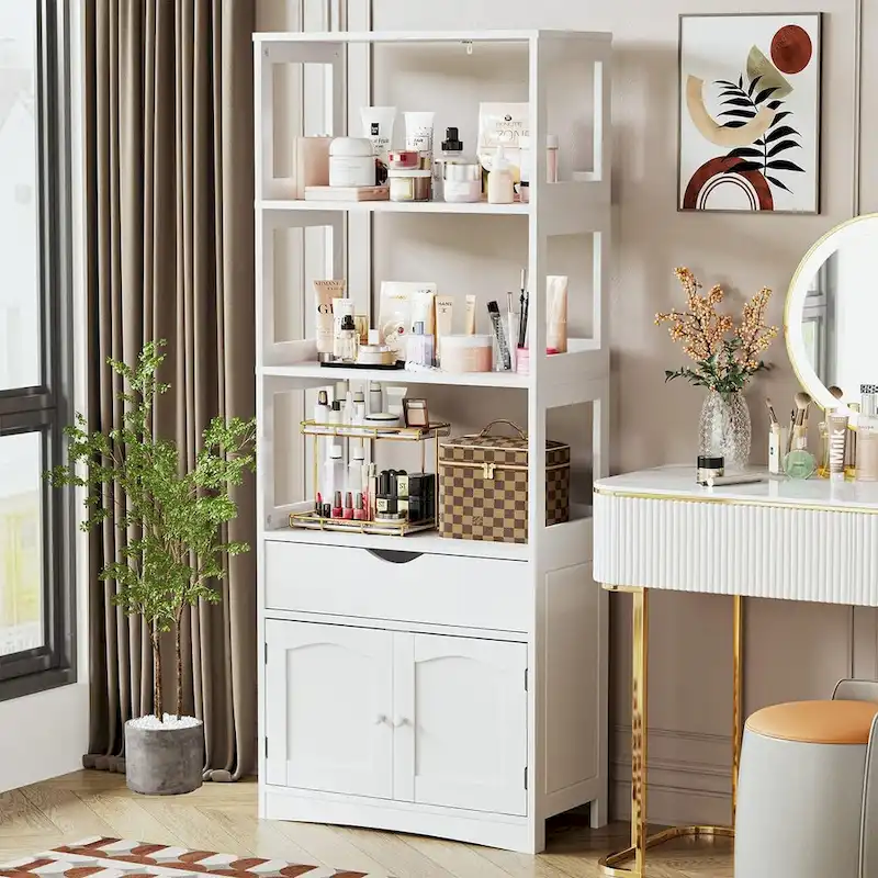 64H Bathroom Storage Cabinet Freestanding Linen Tower Sideboard