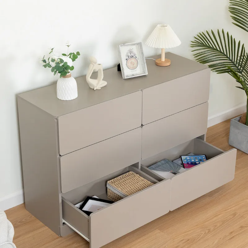 6-Drawer 47 in. W Dresser Chest of Drawers,Buffet Server Console Table Storge Cabinets,Accent Storage Cabinets No Handle