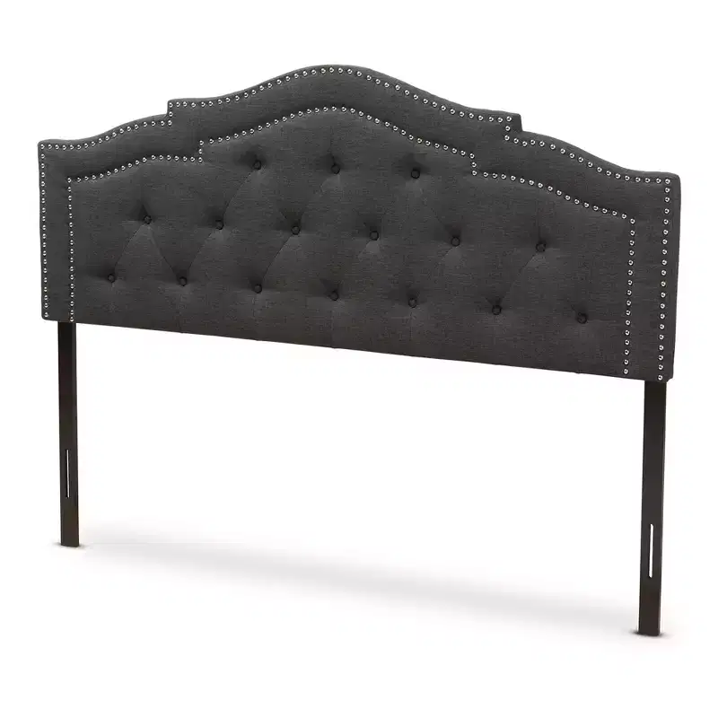 Queen Edith Modern And Contemporary Fabric Headboard Dark Gray - Baxton Studio: Nailhead Trim, Adjustable Height