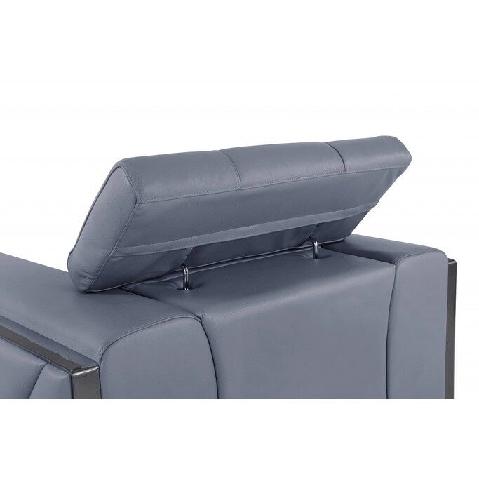 HomeRoots 75 Light Blue And Black Italian Leather Loveseat