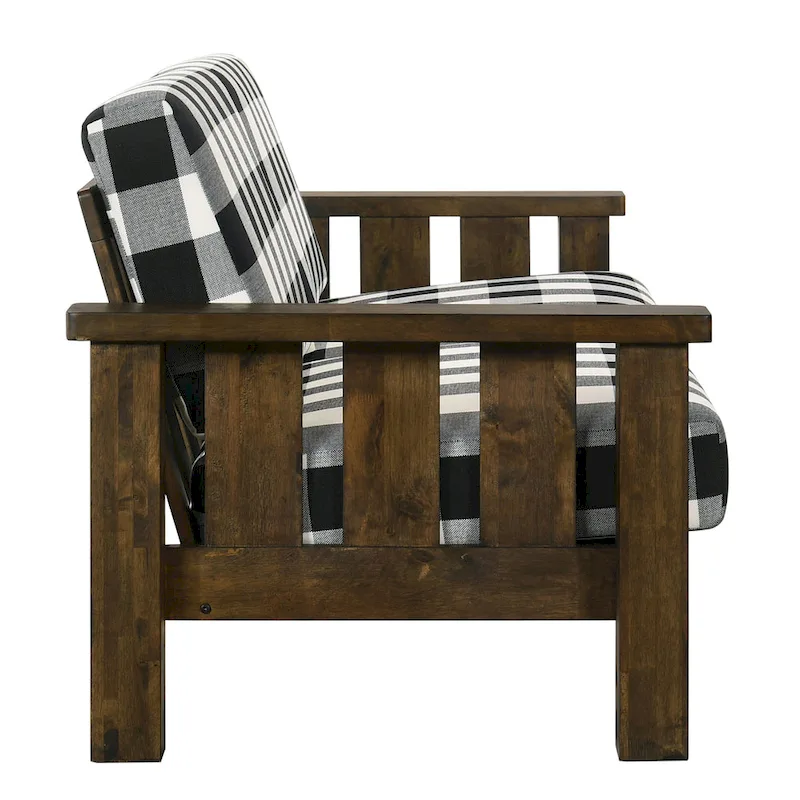 Jimo Rustic Oak and Linen Fabric 2-Piece Sofa Set by Furniture of America