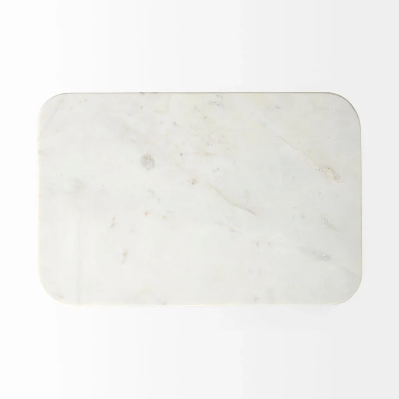 Preston White Marble Top w/Gold Metal Base Rectangular Accent Table - 17.3L x 11.3W x 22.8H