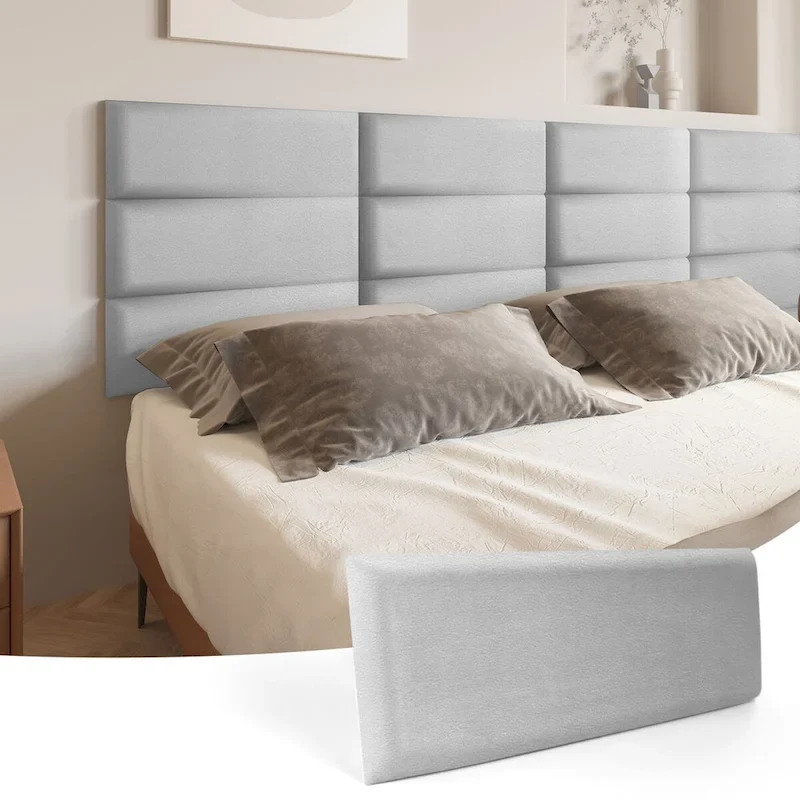 Art3d 9.84 x 23.62 Peel and Stick Headboard,Pack of 12, 3D Soundproof Wall Panels, Upholstered Wall Panel