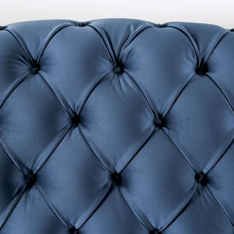 Adeben Transitional Blue Fabric Nailhead Trim Tufted 2-Piece Sofa Set by Furniture of America