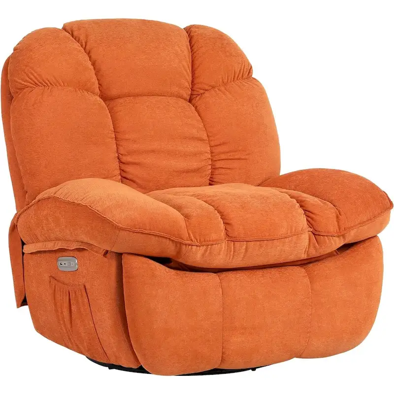 XINMICS Swivel Power Recliner Chair, Massage Rocker Recliners with Heated ,USB, USB-C and Side Pocket