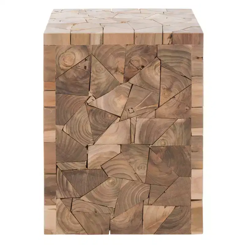 Forbes Teak Square Stool - FOX1007 - Medium Oak - Safavieh Couture