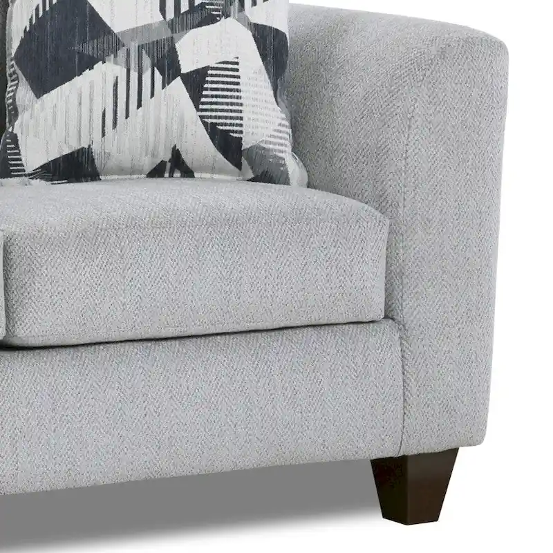 Roundhill Furniture Duleek 2-Piece Living Room Set, Sofa and Cocktail Ottoman, Herringbone Silver
