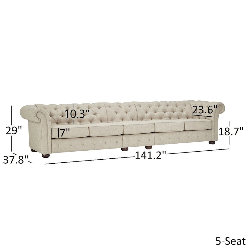Knightsbridge Beige Linen Tufted Chesterfield Modular Sofa by iNSPIRE Q Artisan