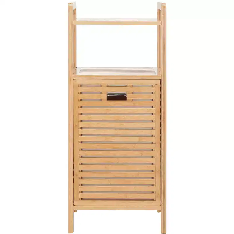 Bamboo Laundry Basket with Shelf and Removable Liner, 18 Gallon, 37.2