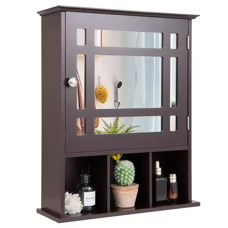 Mirrored Medicine Cabinet Bathroom Wall Mounted Storage with Adjustable Shelf