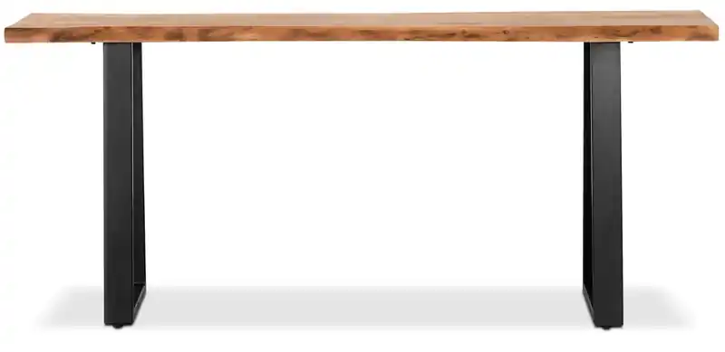 51 Rustic Sofa Table - Brown and Black with Iron Legs