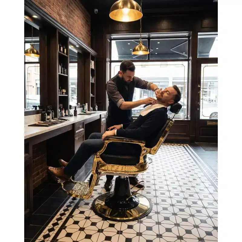 Vintage Barber Chair for Barbershop,Heavy Duty 360 Recline Salon Chair with Adjustable Headrest and Footrest, Supports Up to 700lbs, for Hair Beauty