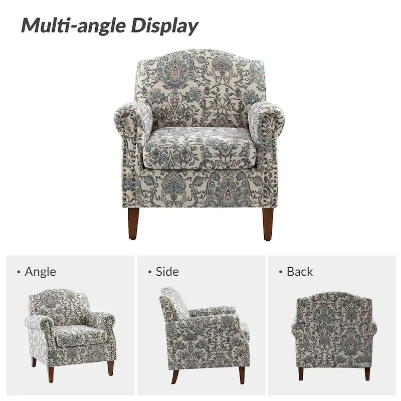 Giampiero Wooden Upholstery Armchair with Nailhead Trims by HULALA HOME