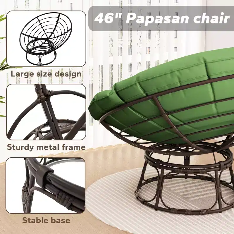 Papasan Patio Chair with Cushions
