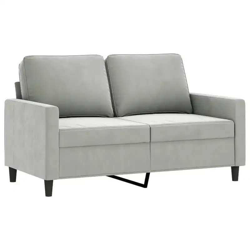 Modern 2-Seater Sofa Crafted from Velvet and Metal Frame, Comfortable Padded Seating, Light Gray - Ideal for Living Room or Patio
