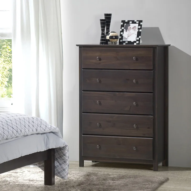 Grain Wood Furniture 5-drawer Solid Wood Chest