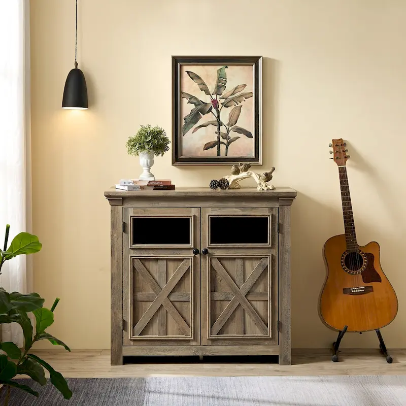 Roomfitters 2 Doors Cabinet Large Buffet Sideboard Cabinet, Bar Wine Cabinet, Coffee Bar Wine Bar Storage Cabinet