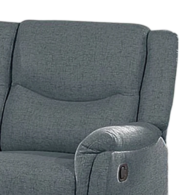 Ammy Manual Recliner Loveseat, 53in Solid Wood, Dark Gray Faux Burlap
