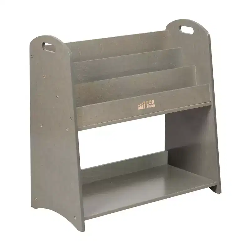 ECR4Kids 3-Shelf Floor Book Display with Handles and Storage, 30in, Kids Bookshelf