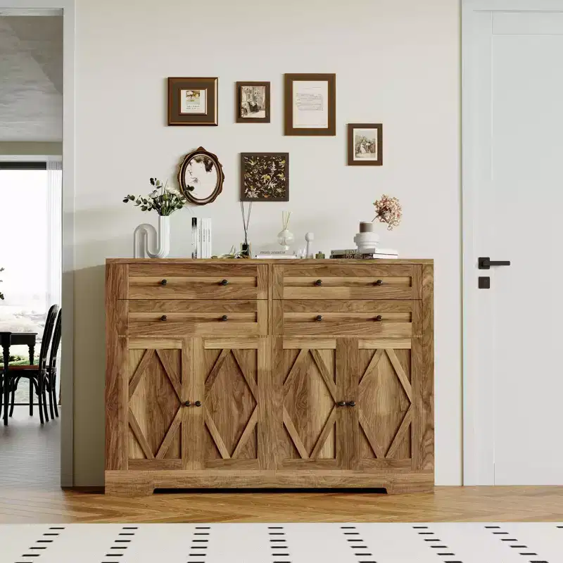 55-Inch Sideboard Buffet Cabinet with 4 Doors and 4 Drawers