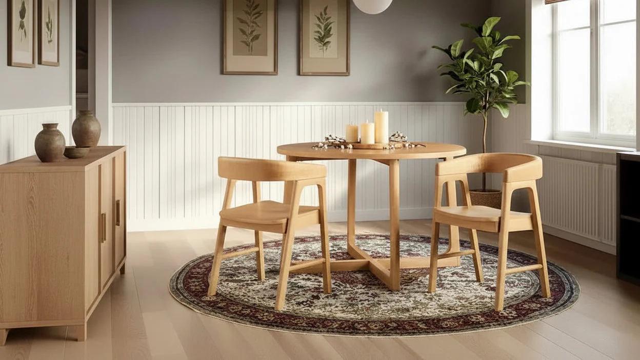 Modern Solid Wood Rounded Back Dining Chair with Armrests, Set of 2