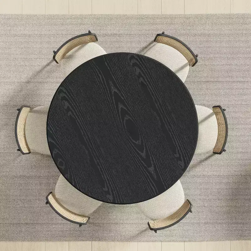 Wood Round Dining Table with Fluted Pedestal Base, Seats 4–6 – 52