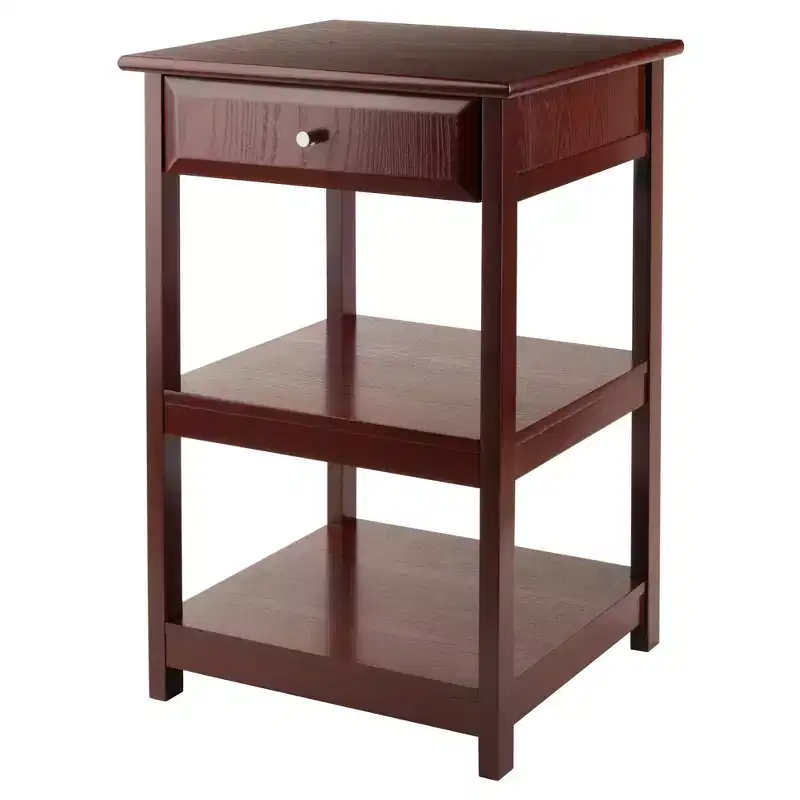 Winsome 30.71" Delta Printer Stand Walnut: Mid-Century Modern Office Cabinets, 2 Shelves & Spot Clean