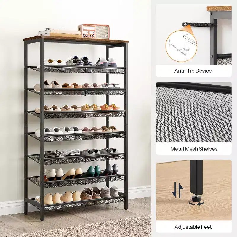 Metal Shoe Rack 8-Tier 53.9''H x 29.5''W x 11.8''D