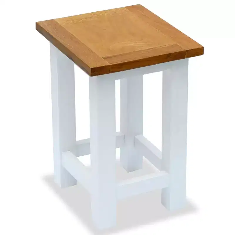 Compact Oak Wood End Table – White & Brown, No Assembly Required, 9.4