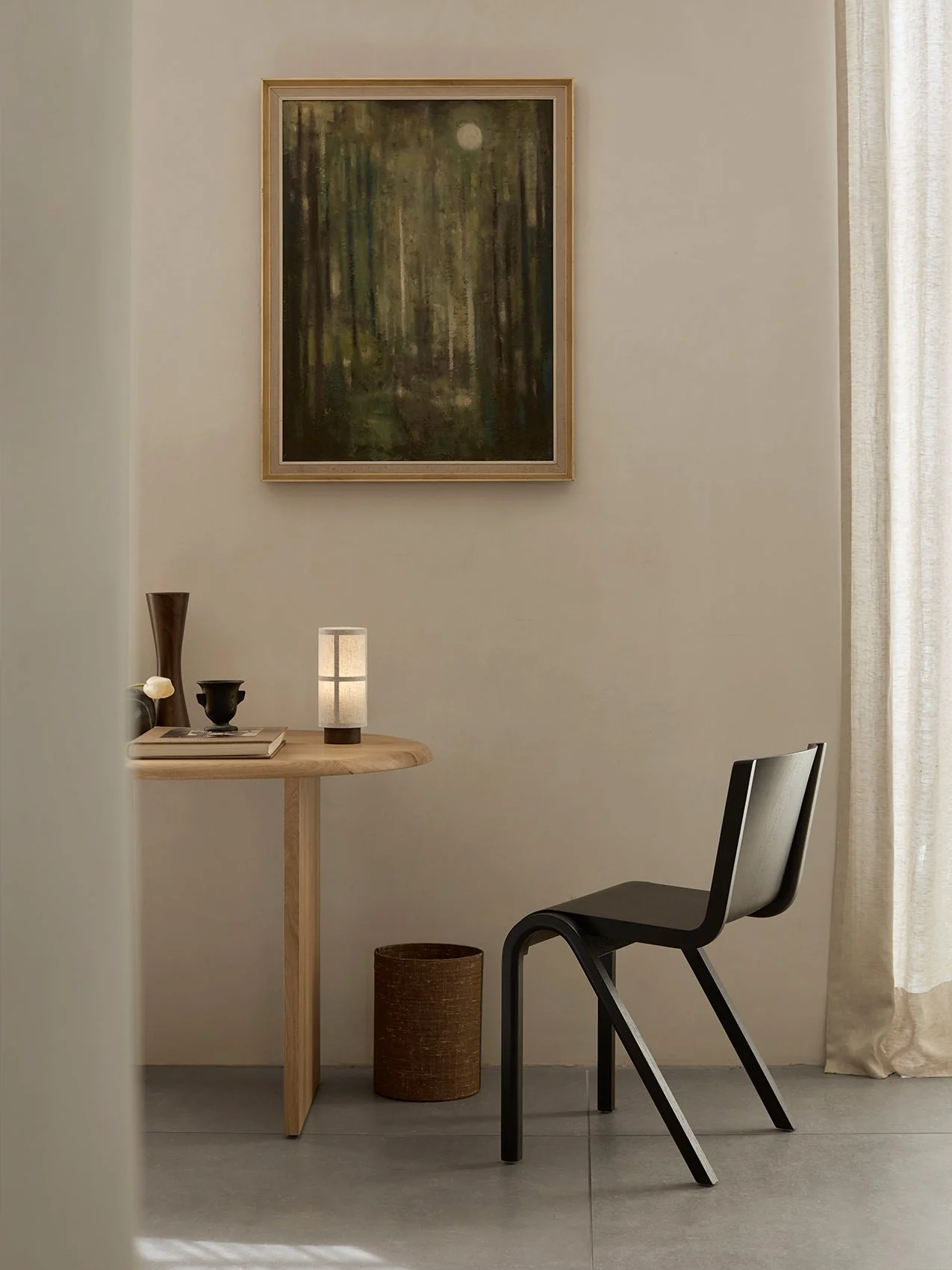 Scandinavian Oak Veneer Dining Chair with Cantilevered Stackable Design for Dining Room & Office