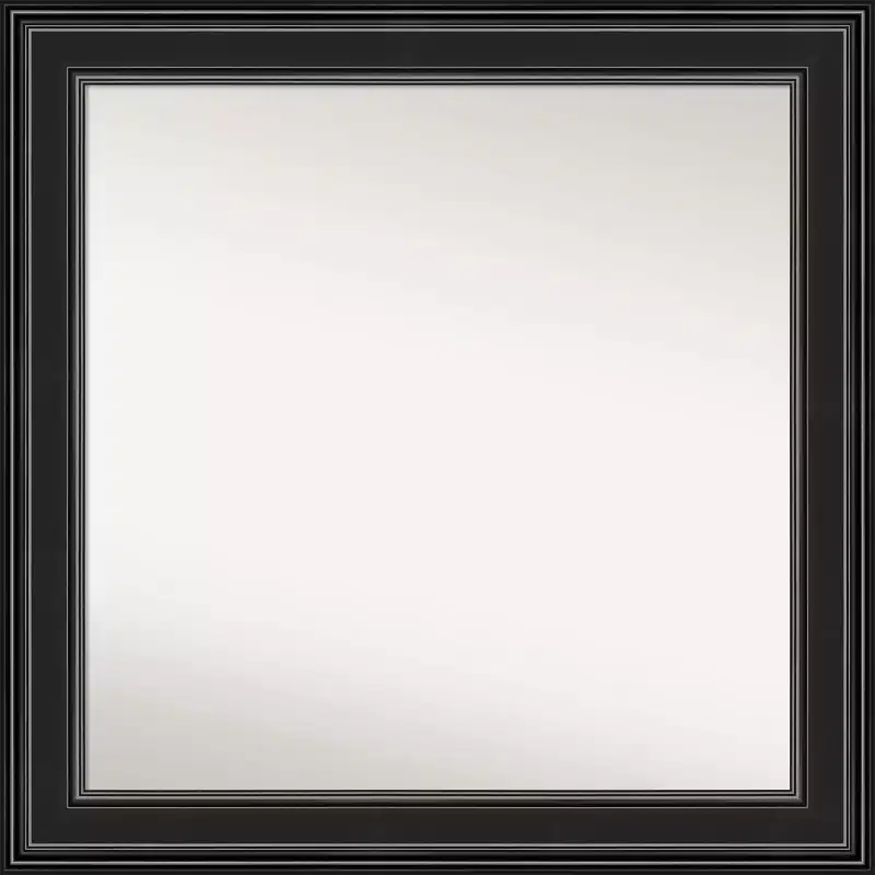 32" x 32" Non-Beveled Ridge Black Bathroom Wall Mirror - Amanti Art