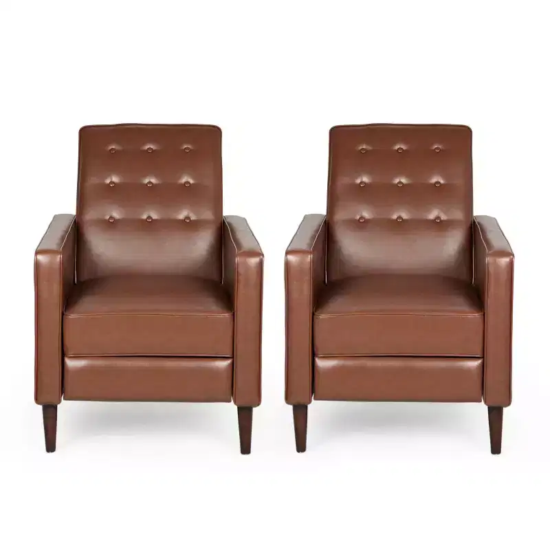 GDFStudio Mason Mid Century Modern Tufted Pushback Recliners (Set of 2)