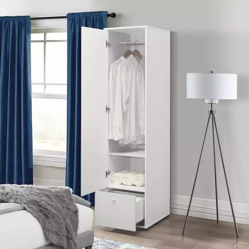 Corry Wardrobe Storage Closet, White
