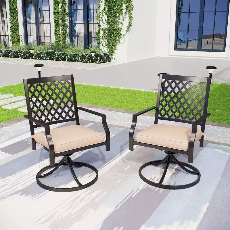 3pc Patio Set with 2 Swivel Chairs & Round Table - Black - Captiva Designs
