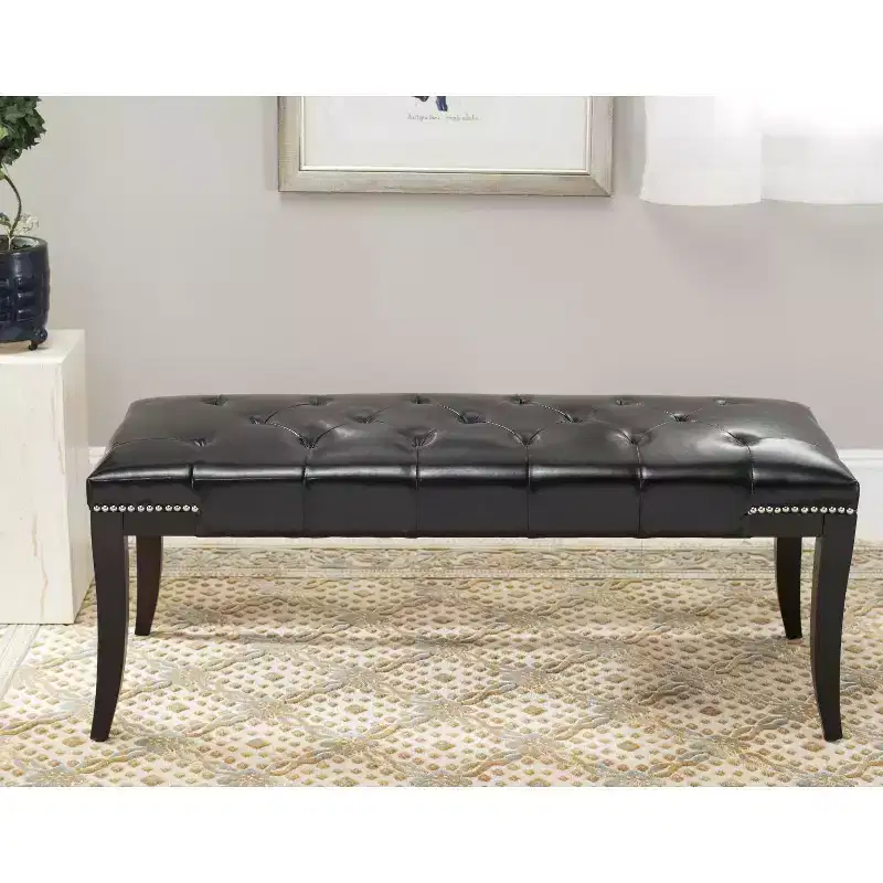 black leather Bench