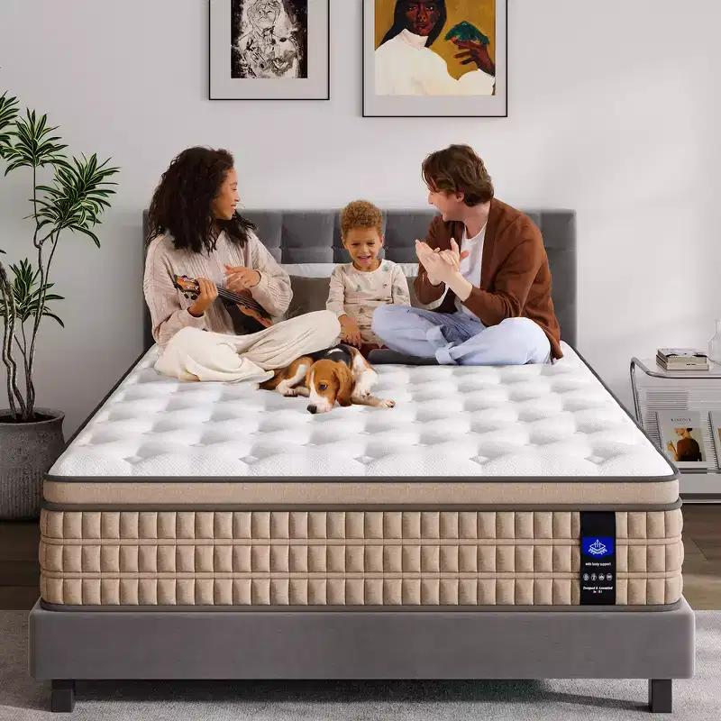 Fiberglass-Free Memory Foam and Pocket Innerspring Hybrid King Mattress 14