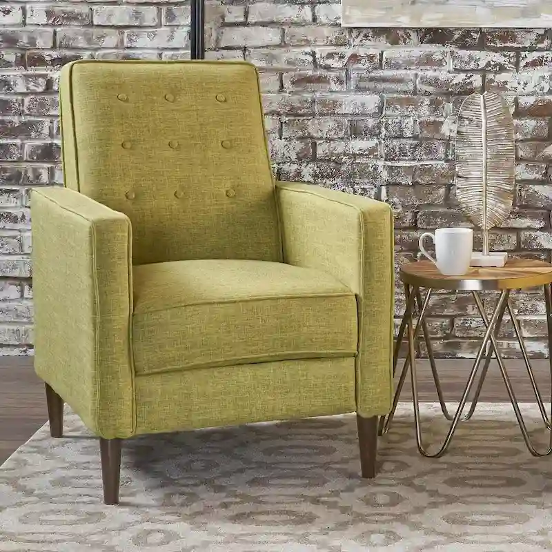 Mid-Century Modern Fabric Recliner Chair with Birch Legs by Christopher Knight Home