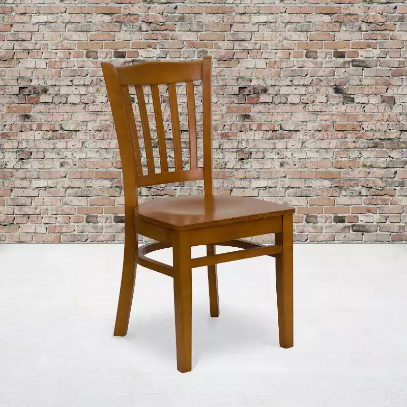 Vertical Slat Back Wooden Restaurant Dining Chair