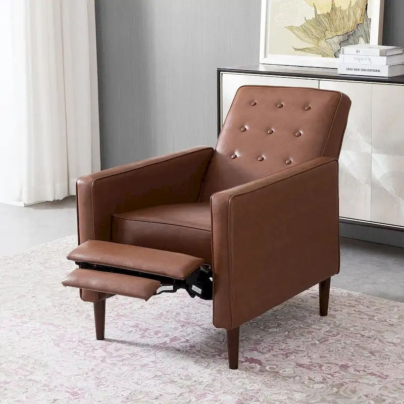 Mid-Century Modern Fabric Recliner Chair with Birch Legs by Christopher Knight Home
