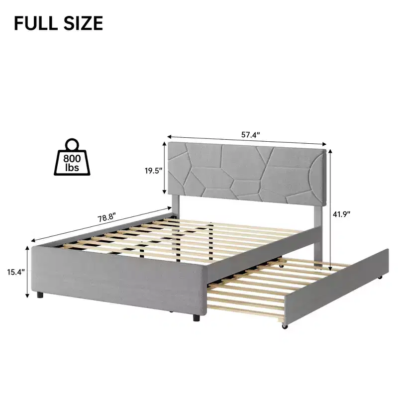 Modern Upholstered Bed Frame with Hidden Trundle - Platform Bed & Sleeper for Versatile Room Use