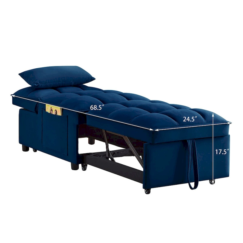 Convertible Recliners with Adjustable Backrest, Pillows and Pockets